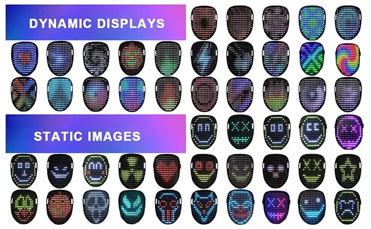 LED Maska s Rozpoznávaním Gest – Halloween Cosplay