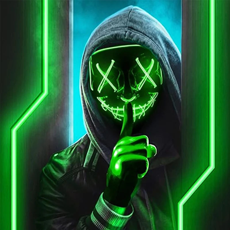 LED Purge Halloween Maska – Neon Svietiaca