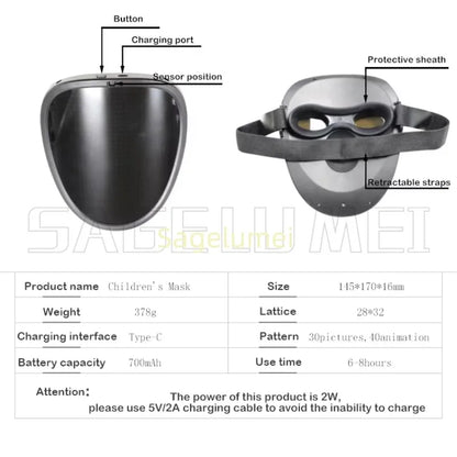 LED Maska s Rozpoznávaním Gest – Detská Svietiaca Maska