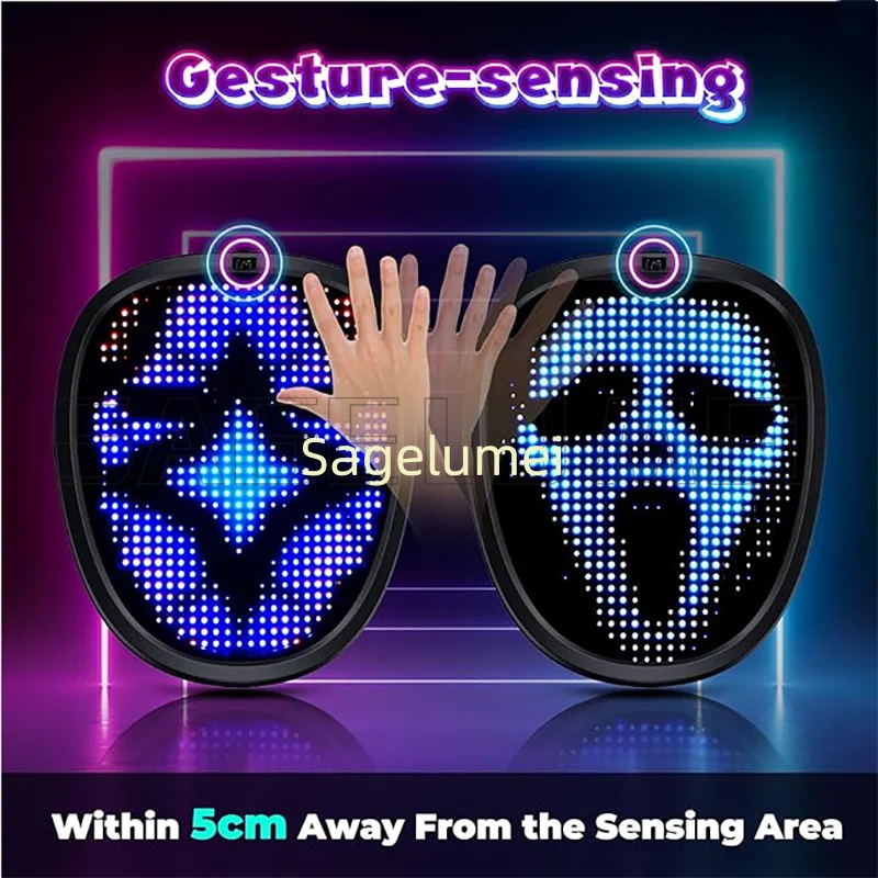 LED Maska s Rozpoznávaním Gest – Detská Svietiaca Maska