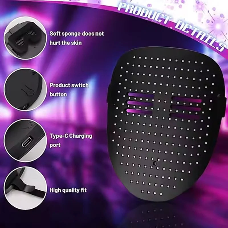 LED Maska s Rozpoznávaním Gest – Halloween Cosplay