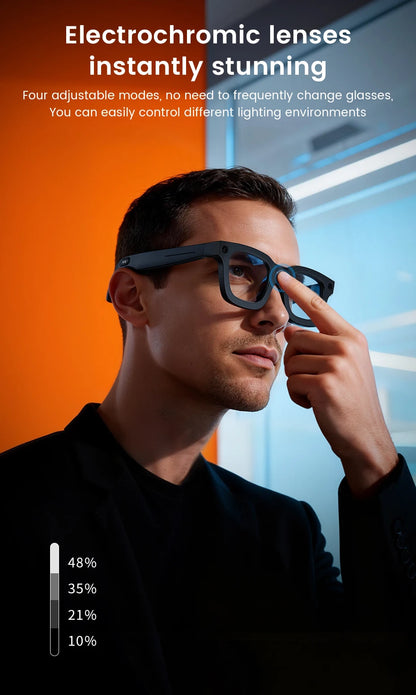 Inteligentné okuliare 2026 HD foto video OpenAI nahrávanie preklad dotykové fotochromatické šošovky Bluetooth hovory hudba multifunkčné okuliare