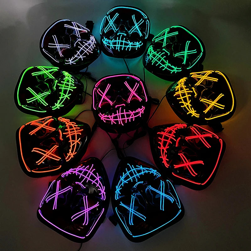 LED Purge Halloween Maska – Neon Svietiaca