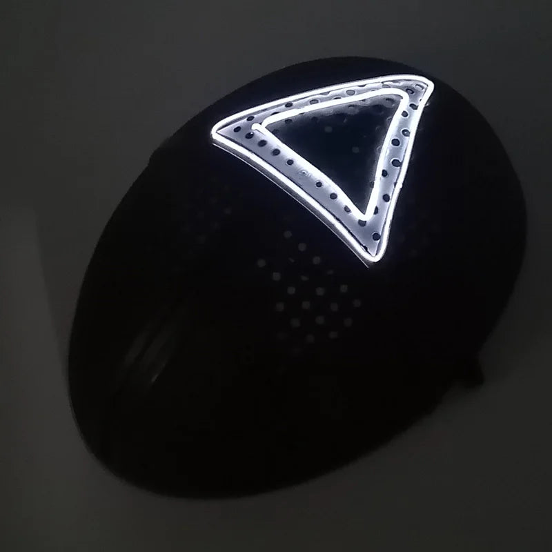 Cosplay LED Maska Squid Game – Kruh Štvorec Trojuholník ✅