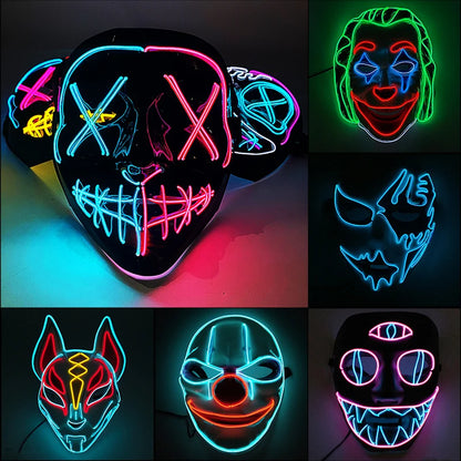 LED Purge Halloween Maska – Neon Svietiaca
