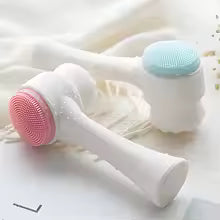 Silicone facial cleansing brush with soft bristles for deep pore cleaning and gentle skin care routine