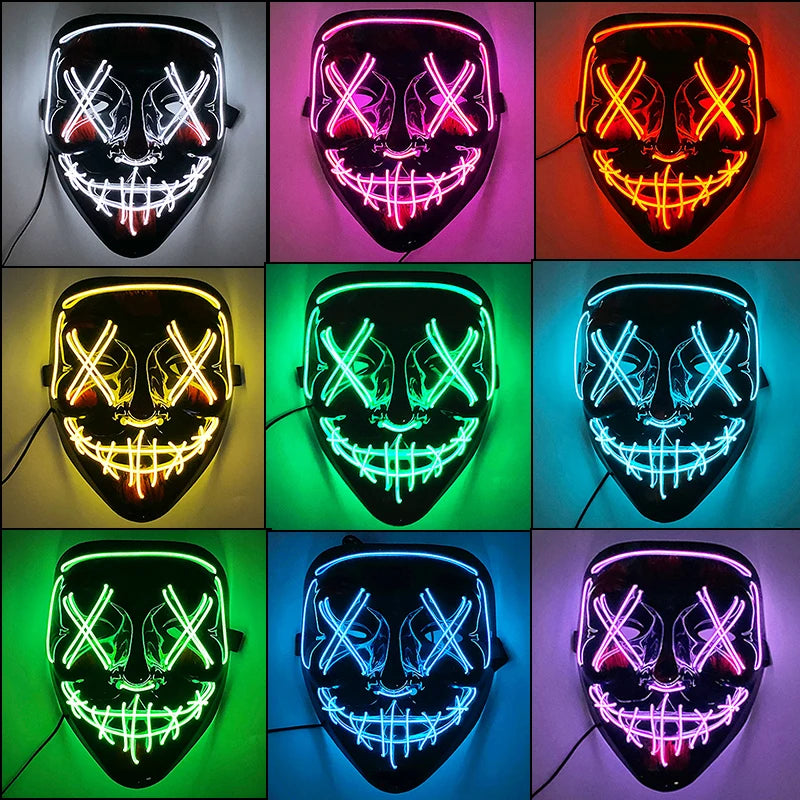 LED Purge Halloween Maska – Neon Svietiaca
