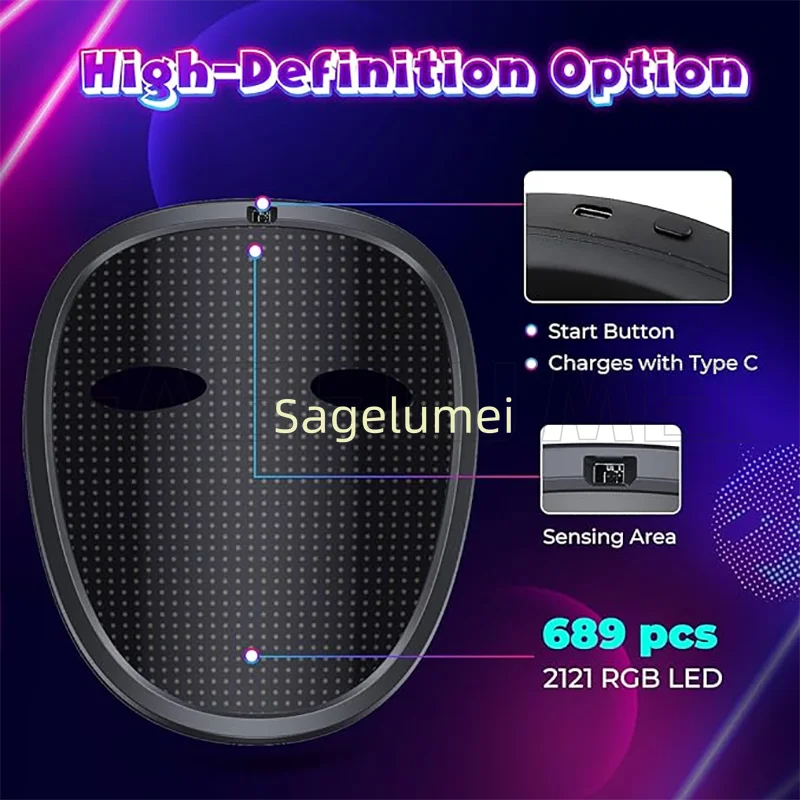 LED Maska s Rozpoznávaním Gest – Detská Svietiaca Maska