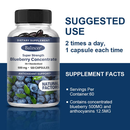 Blueberry Capsules 500mg – Antioxidant & Health Support ✅